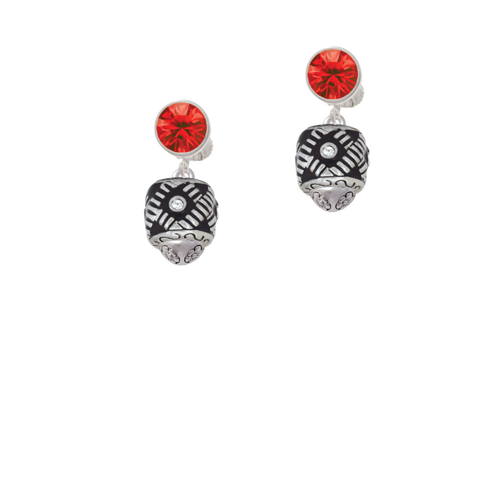 Diagonal Banded Oval with Clear Crystals Spinner Crystal Clip On Earrings Image 4