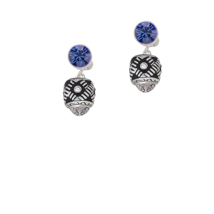 Diagonal Banded Oval with Clear Crystals Spinner Crystal Clip On Earrings Image 7