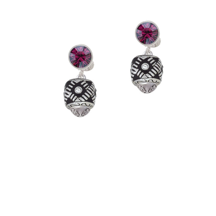 Diagonal Banded Oval with Clear Crystals Spinner Crystal Clip On Earrings Image 8