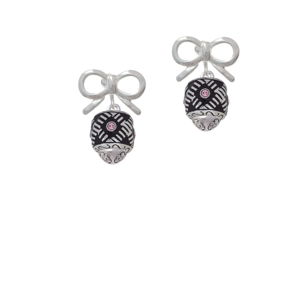 Diagonal Banded Oval with Pink Crystals Spinner Crystal Clip On Earrings Image 9