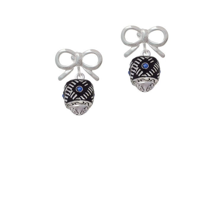 Diagonal Banded Oval with Blue Crystals Spinner Crystal Clip On Earrings Image 9