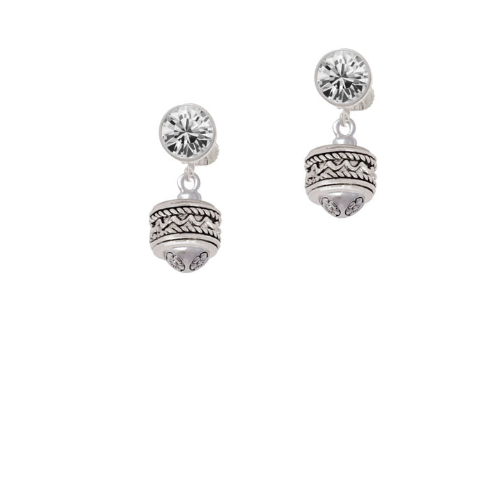 Zig Zag with Braid Spinner Crystal Clip On Earrings Image 2