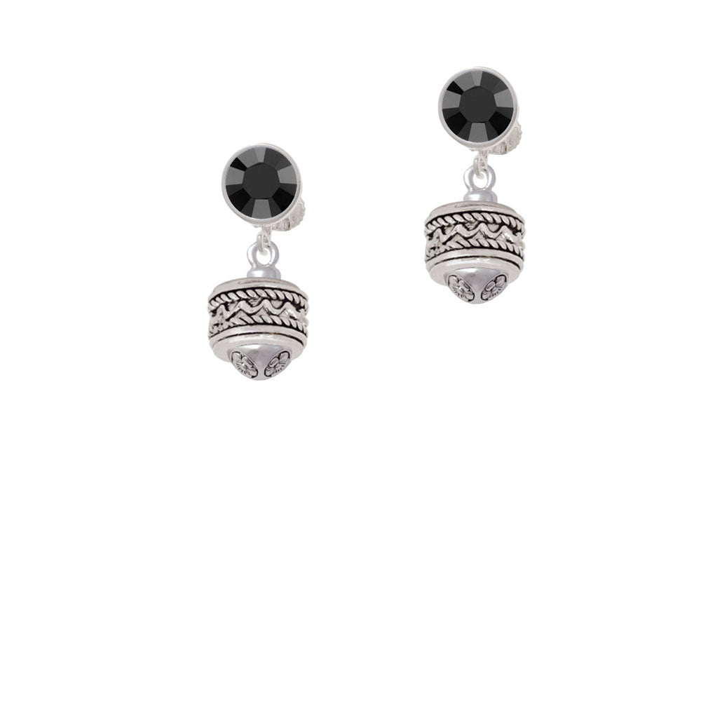 Zig Zag with Braid Spinner Crystal Clip On Earrings Image 3