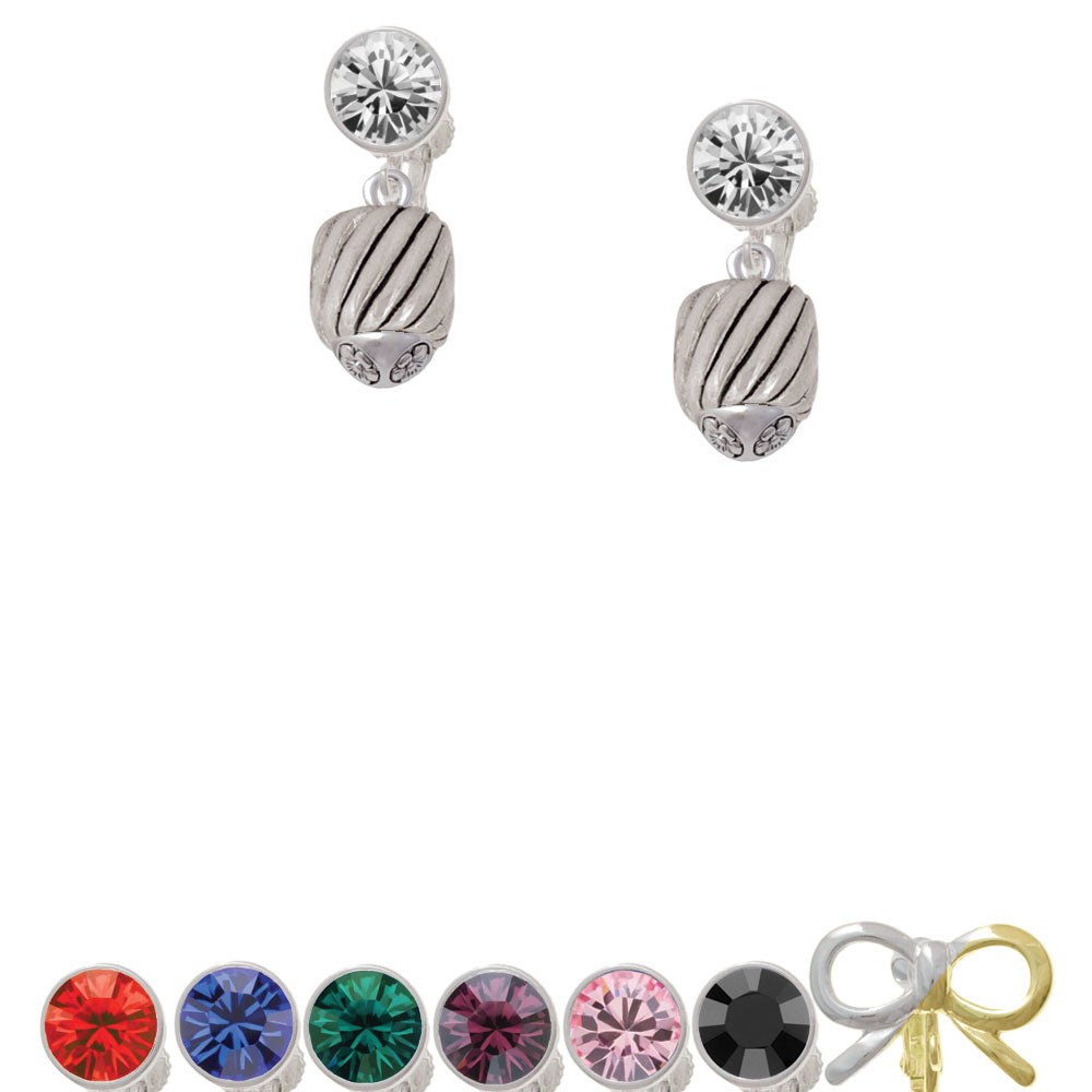 Wide Diagonal Cable Spinner Crystal Clip On Earrings Image 1