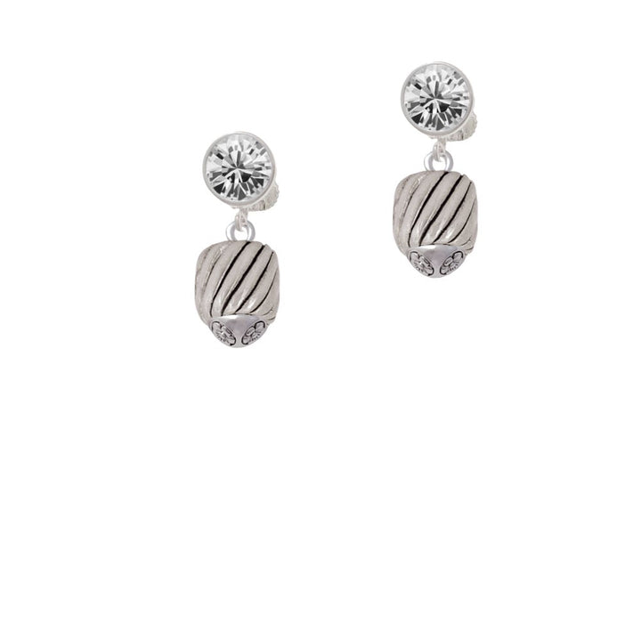 Wide Diagonal Cable Spinner Crystal Clip On Earrings Image 1