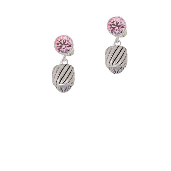 Wide Diagonal Cable Spinner Crystal Clip On Earrings Image 4