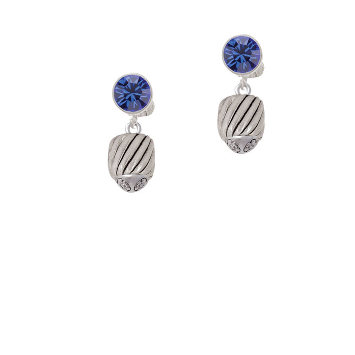 Wide Diagonal Cable Spinner Crystal Clip On Earrings Image 7