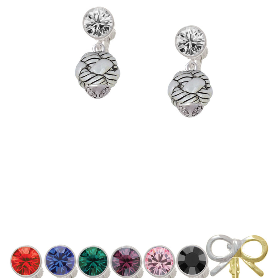 Large Woven Rope Spinner Crystal Clip On Earrings Image 1