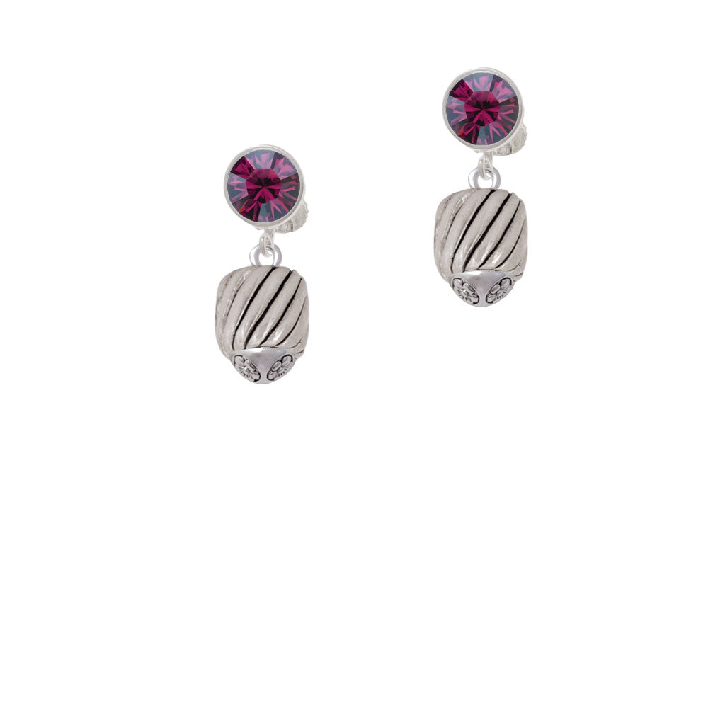 Wide Diagonal Cable Spinner Crystal Clip On Earrings Image 8