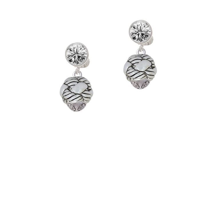 Large Woven Rope Spinner Crystal Clip On Earrings Image 2