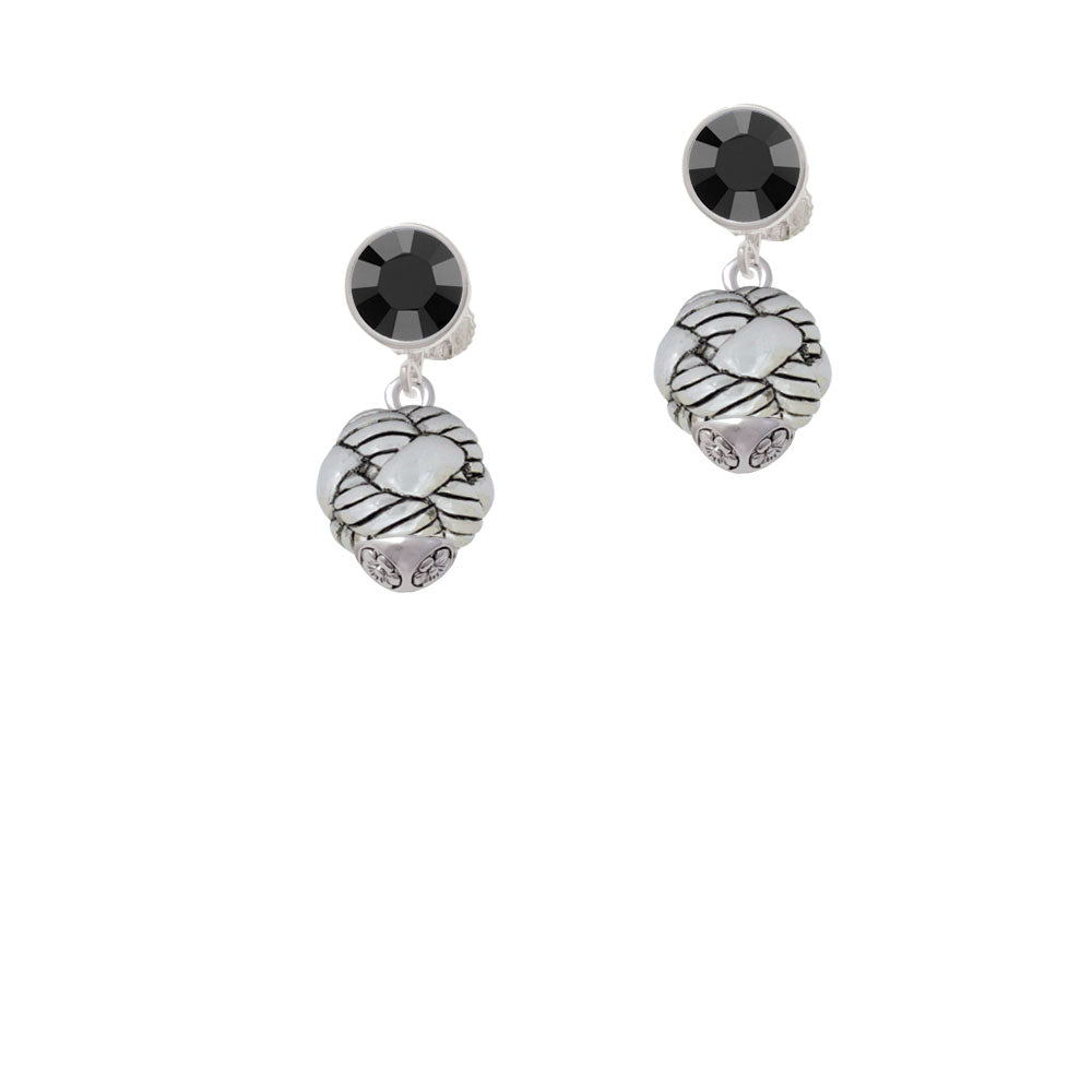 Large Woven Rope Spinner Crystal Clip On Earrings Image 3