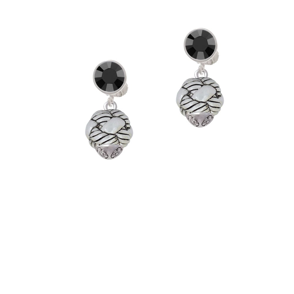 Large Woven Rope Spinner Crystal Clip On Earrings Image 1