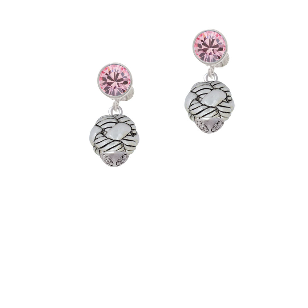 Large Woven Rope Spinner Crystal Clip On Earrings Image 4