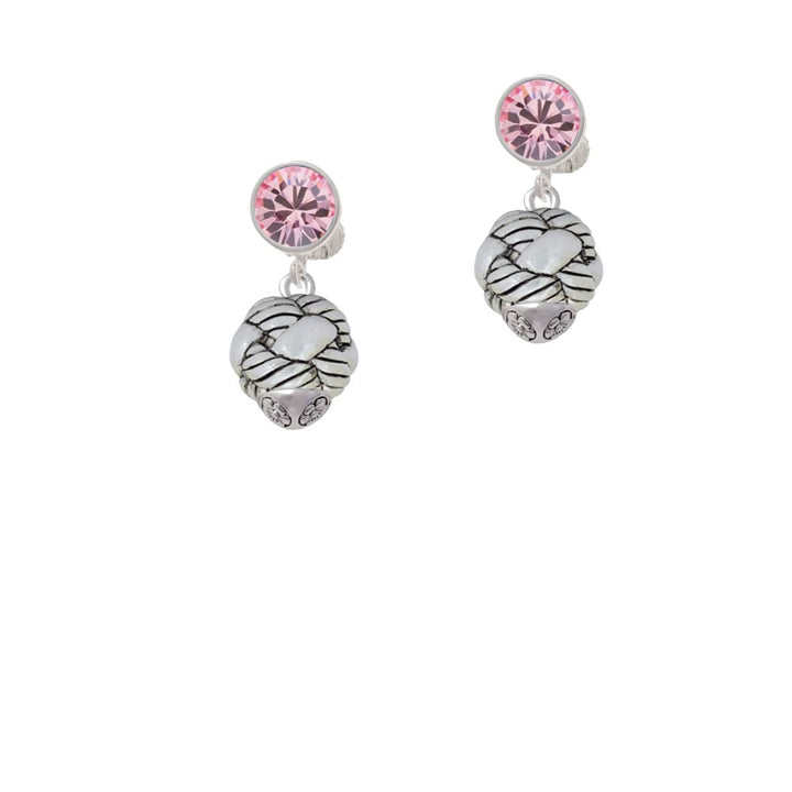 Large Woven Rope Spinner Crystal Clip On Earrings Image 1