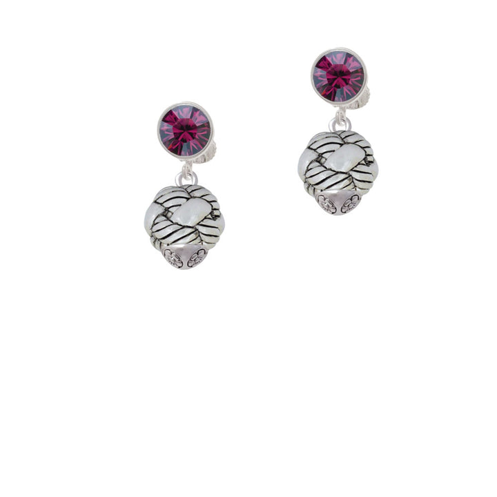 Large Woven Rope Spinner Crystal Clip On Earrings Image 8