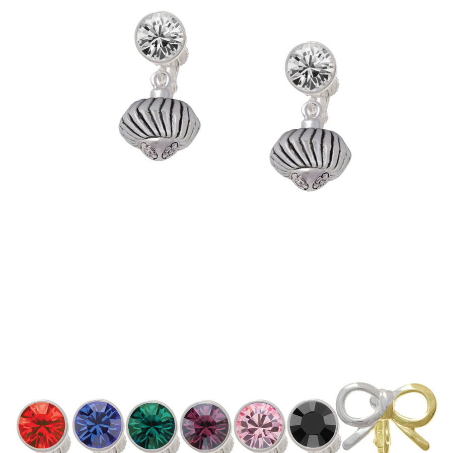 Large Angled Rope Spinner Crystal Clip On Earrings Image 1