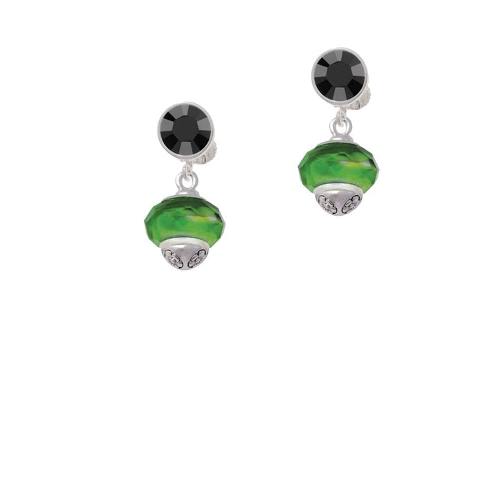 Green and Yellow Faceted Glass Spinner Crystal Clip On Earrings Image 3