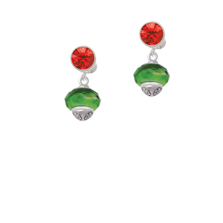 Green and Yellow Faceted Glass Spinner Crystal Clip On Earrings Image 4