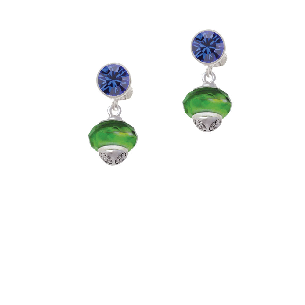 Green and Yellow Faceted Glass Spinner Crystal Clip On Earrings Image 7