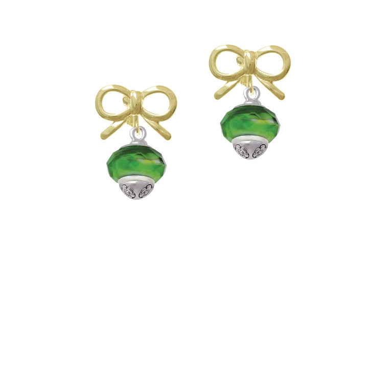 Green and Yellow Faceted Glass Spinner Crystal Clip On Earrings Image 10