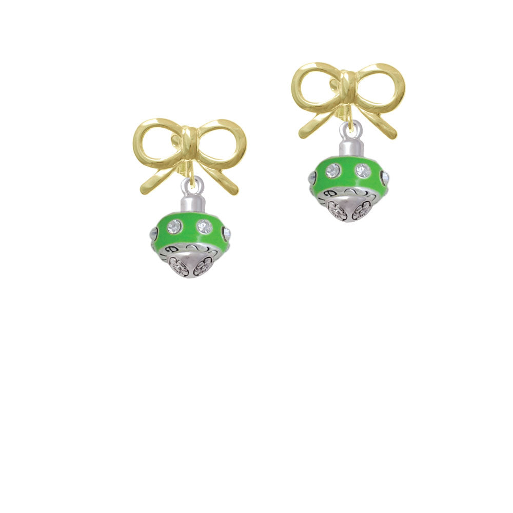 Lime Green with Crystals Spinner Crystal Clip On Earrings Image 10