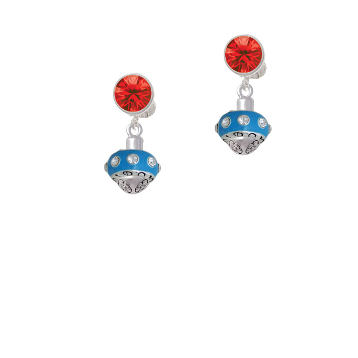 Hot Blue with Crystals Spinner Crystal Clip On Earrings Image 4