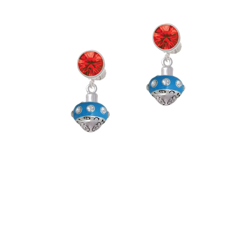 Hot Blue with Crystals Spinner Crystal Clip On Earrings Image 1