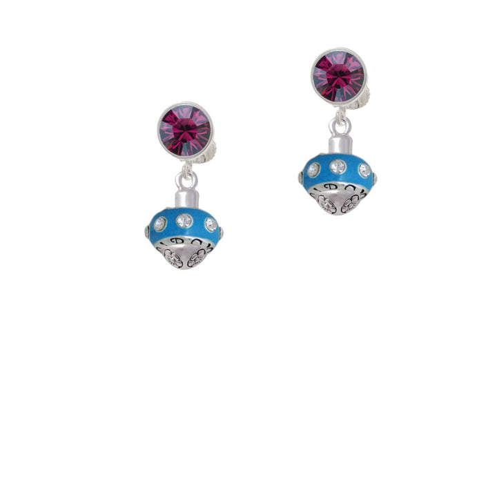 Hot Blue with Crystals Spinner Crystal Clip On Earrings Image 8