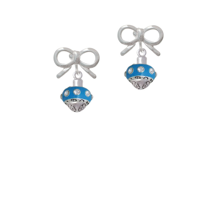 Hot Blue with Crystals Spinner Crystal Clip On Earrings Image 9