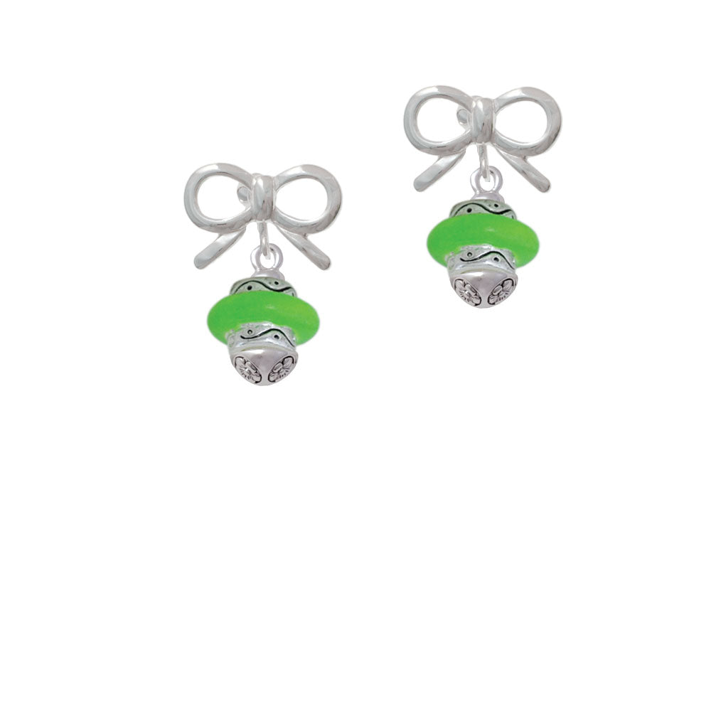 Lime Green Center Spinner Crystal Clip On Earrings Image 9