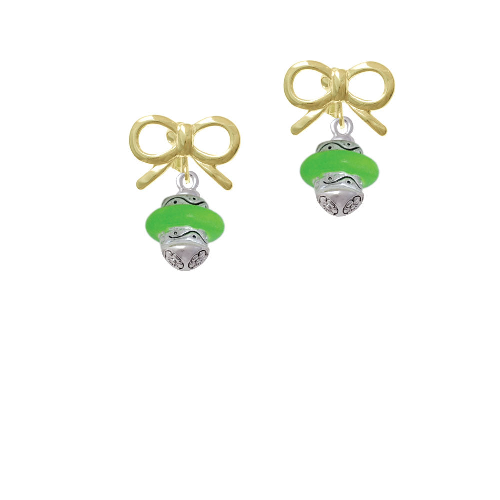 Lime Green Center Spinner Crystal Clip On Earrings Image 10