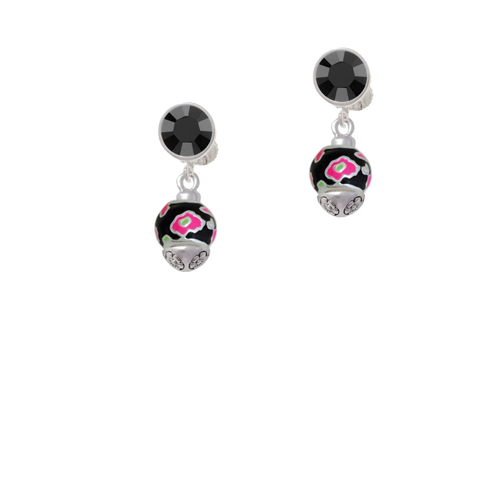 Wide Hot Pink Cheetah Print Band Spinner Crystal Clip On Earrings Image 3