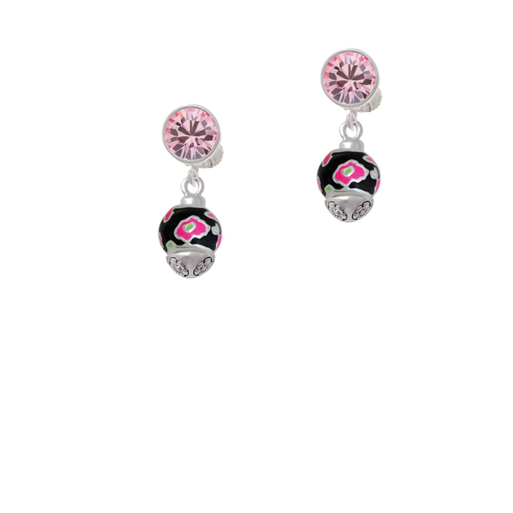 Wide Hot Pink Cheetah Print Band Spinner Crystal Clip On Earrings Image 4