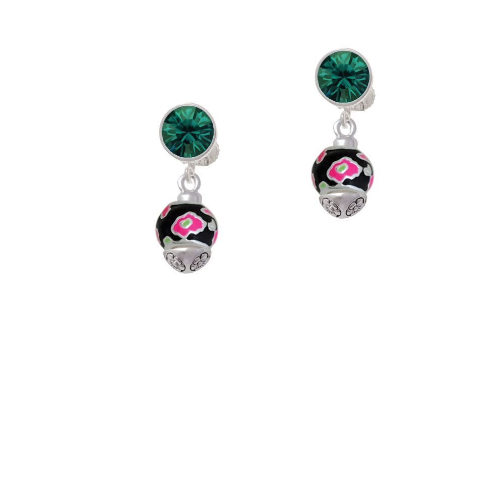 Wide Hot Pink Cheetah Print Band Spinner Crystal Clip On Earrings Image 6