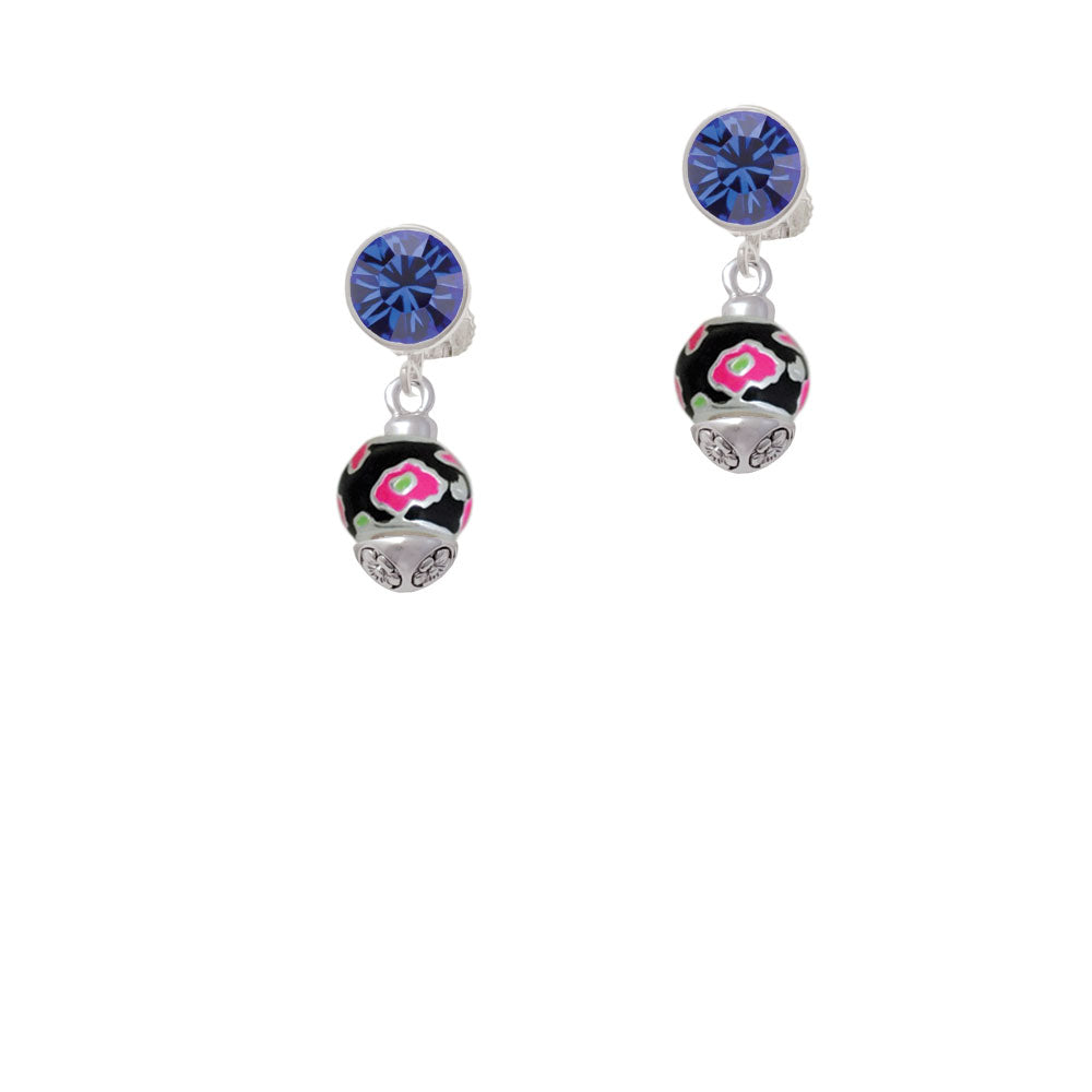 Wide Hot Pink Cheetah Print Band Spinner Crystal Clip On Earrings Image 7