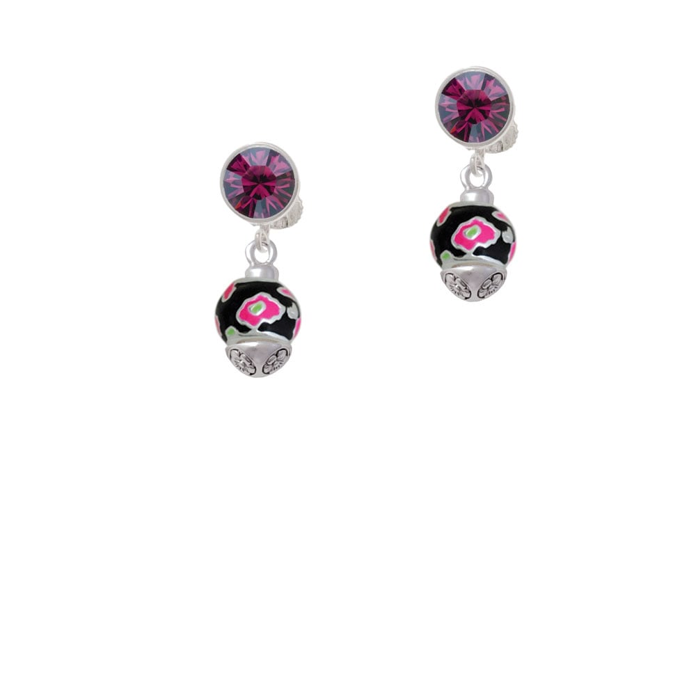 Wide Hot Pink Cheetah Print Band Spinner Crystal Clip On Earrings Image 8