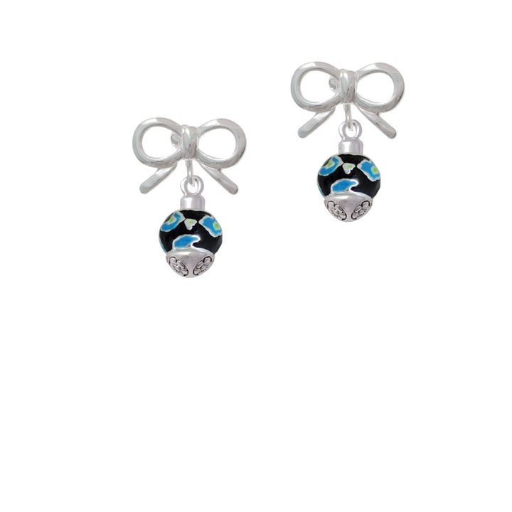 Wide Hot Blue Cheetah Print Band Spinner Crystal Clip On Earrings Image 9