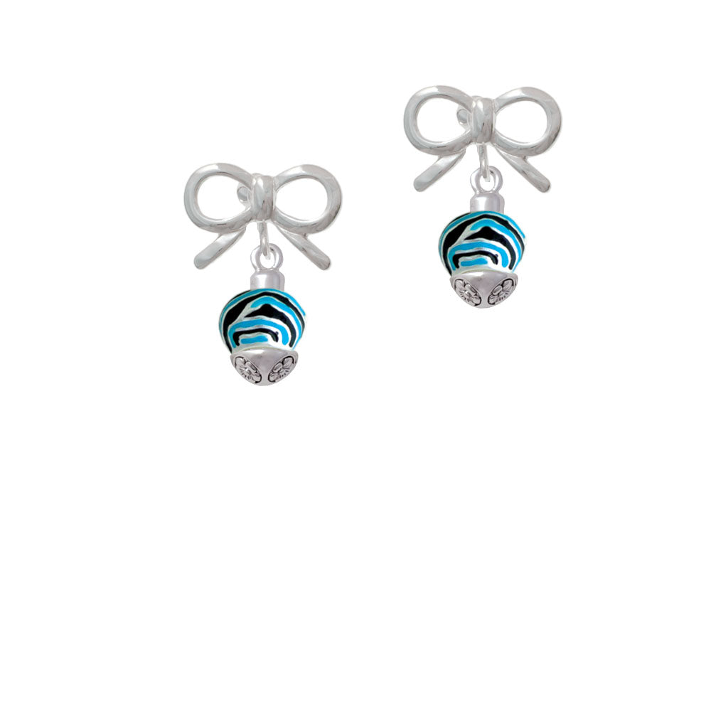 Wide Hot Blue Zebra Print Band Spinner Crystal Clip On Earrings Image 9