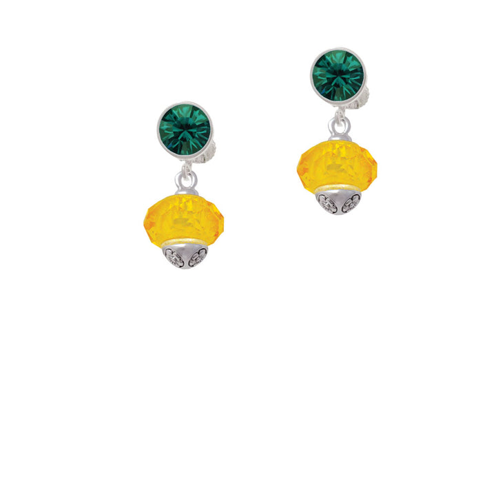 Yellow Faceted Glass Gold Tone Spinner Crystal Clip On Earrings Image 6