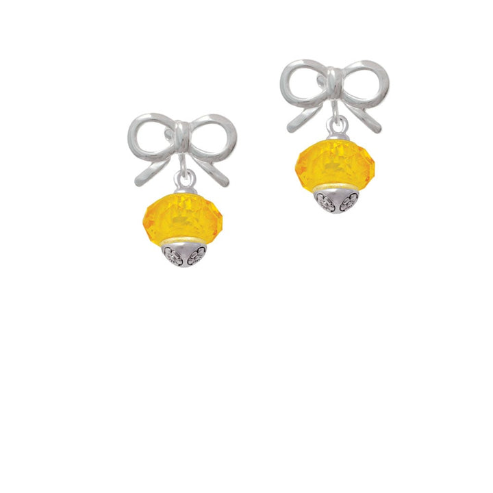 Yellow Faceted Glass Gold Tone Spinner Crystal Clip On Earrings Image 9