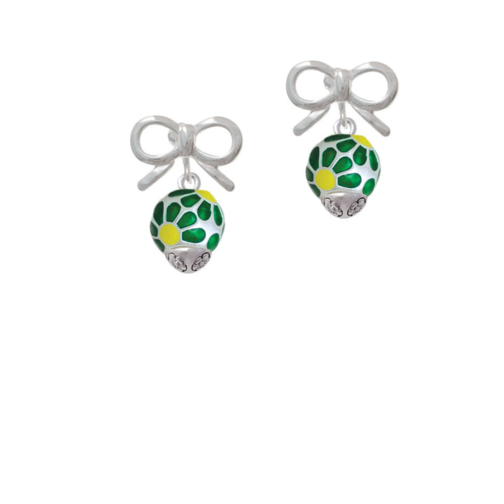 Translucent Green Flower Petal Pattern Spinner Crystal Clip On Earrings Image 9