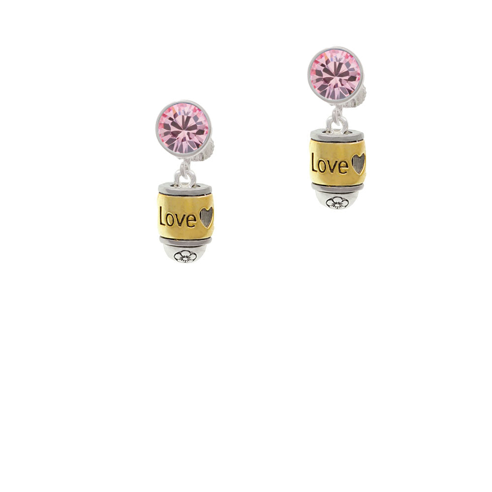 Two Tone Love Forever Spinner Crystal Clip On Earrings Image 4