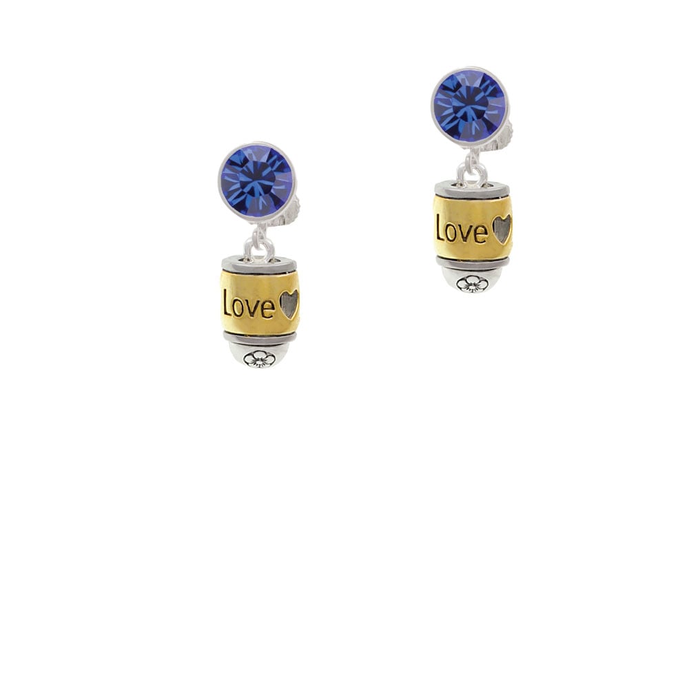 Two Tone Love Forever Spinner Crystal Clip On Earrings Image 7