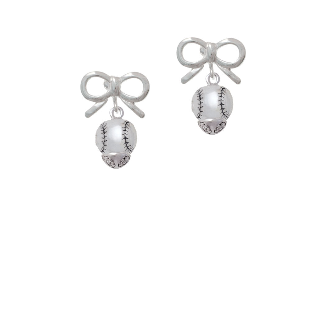 Silver Tone Baseball/Softball Spinner Crystal Clip On Earrings Image 9