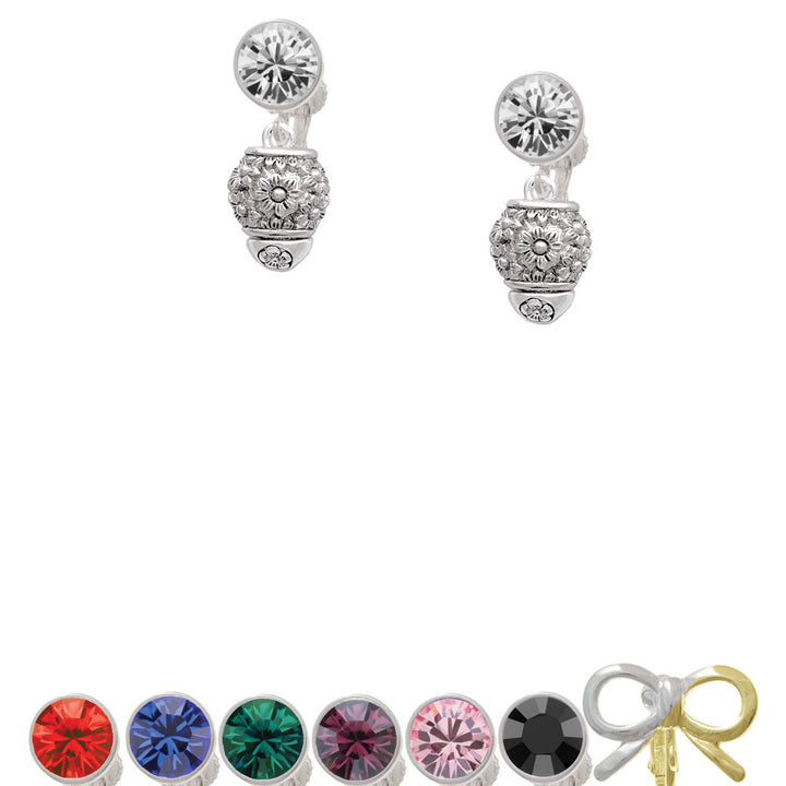 Flowers Spinner Crystal Clip On Earrings Image 1