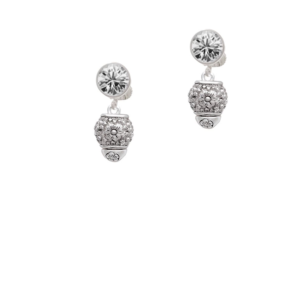 Flowers Spinner Crystal Clip On Earrings Image 1