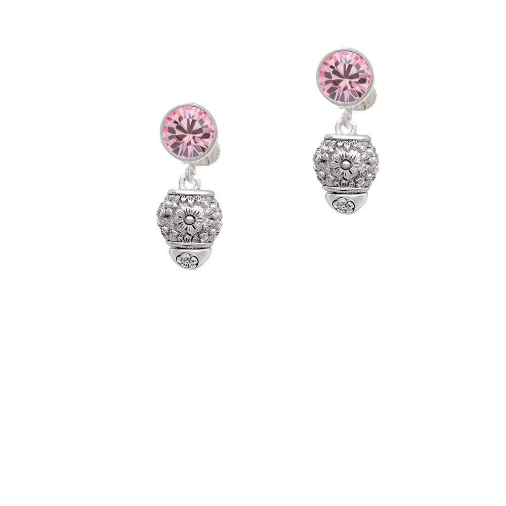 Flowers Spinner Crystal Clip On Earrings Image 4