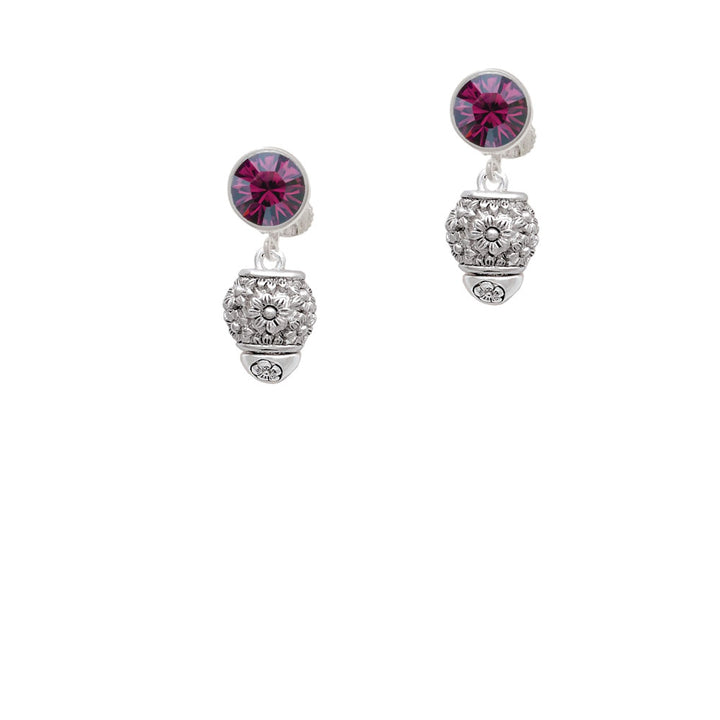 Flowers Spinner Crystal Clip On Earrings Image 8