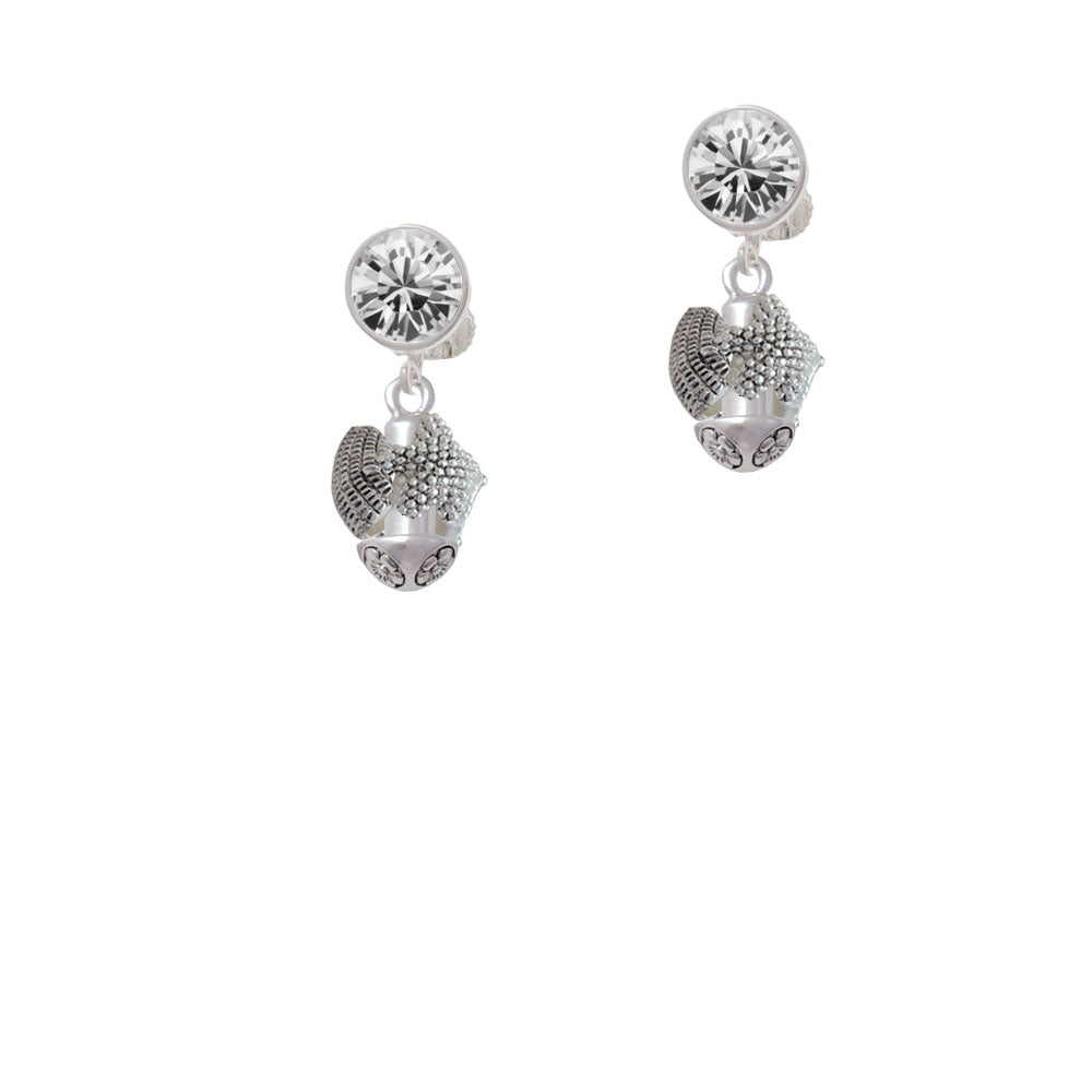 Sea Shells Spinner Crystal Clip On Earrings Image 2