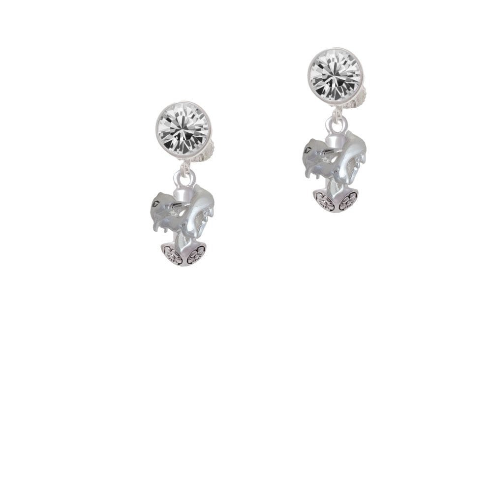 Dolphins Spinner Crystal Clip On Earrings Image 2